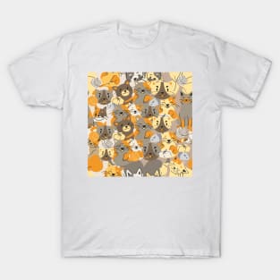 Cute Cats Orange and Grey T-Shirt